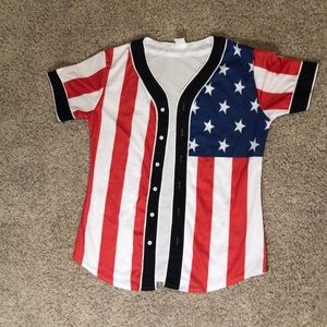 American Flag Mesh Baseball Jersey